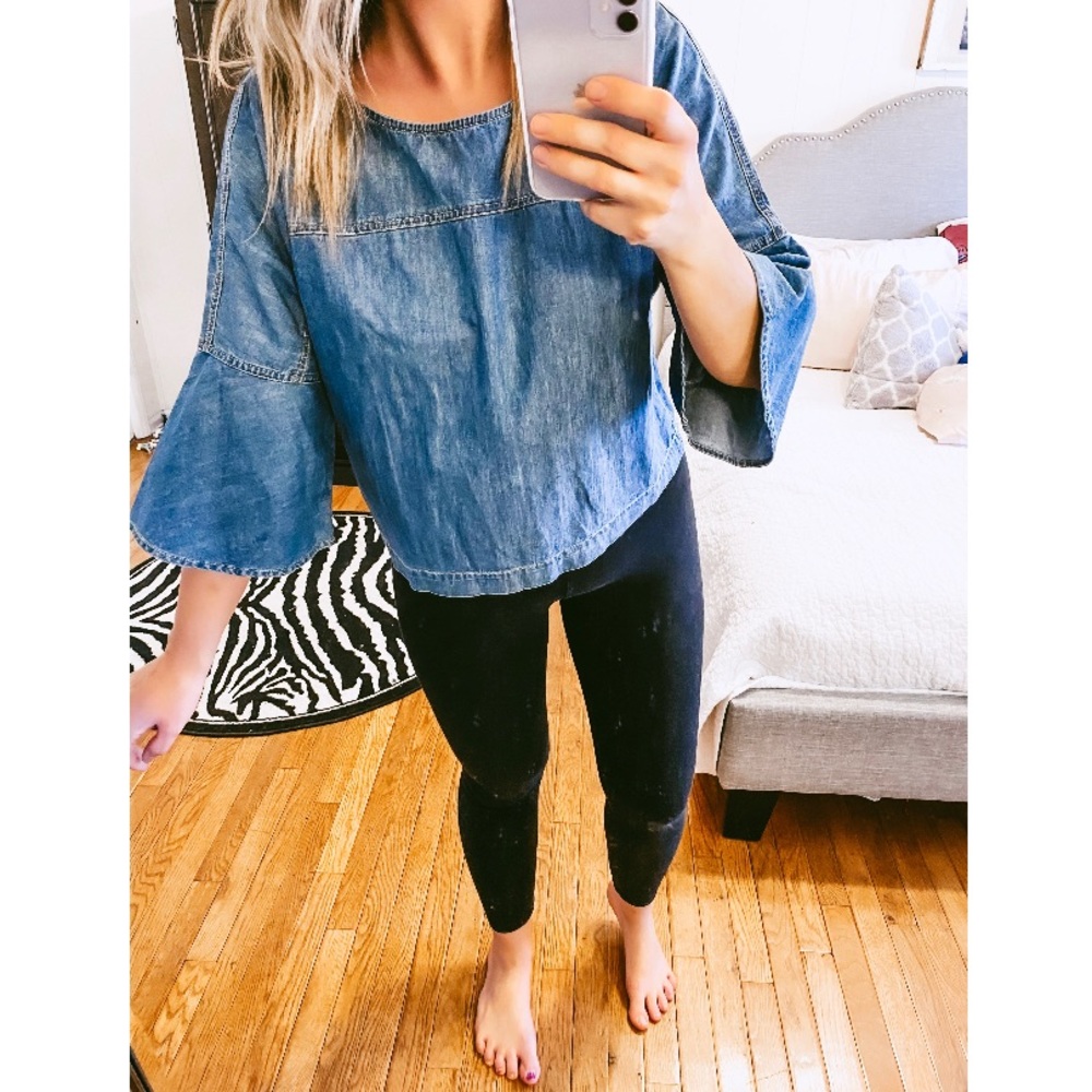Denim bell sleeve GAP top